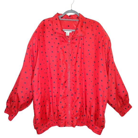 Vintage Bogari Silk Star Spangled Bomber Jacket 2X - Picture 5 of 10